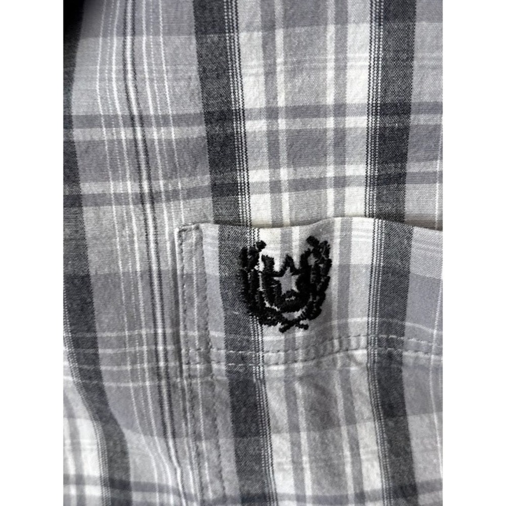Panhandle Roughstock XXL Plaid‎ Button Down Shirt Menswear Gray White - Picture 8 of 10